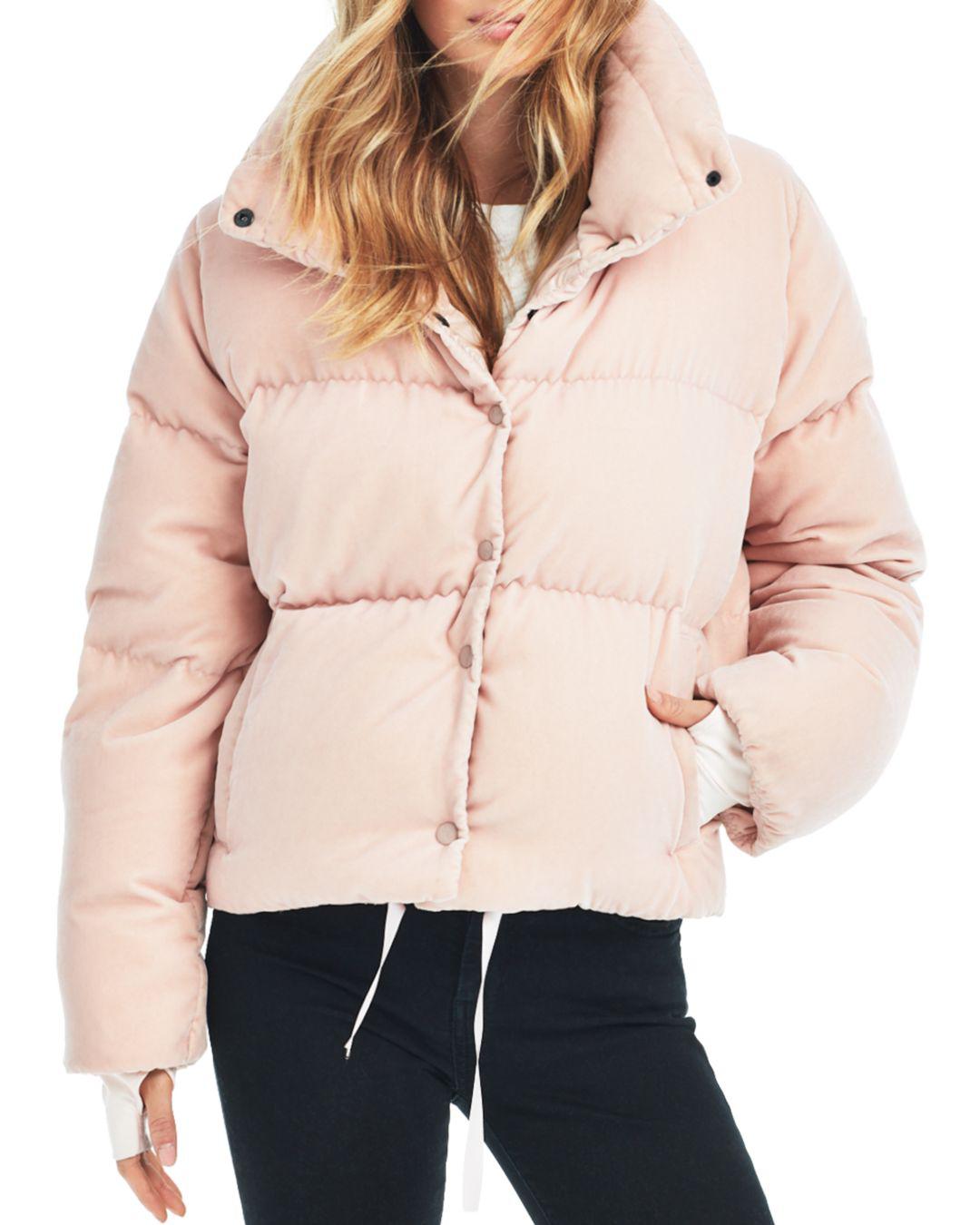Sam. Sophia Velvet Puffer Coat in Pink - Lyst
