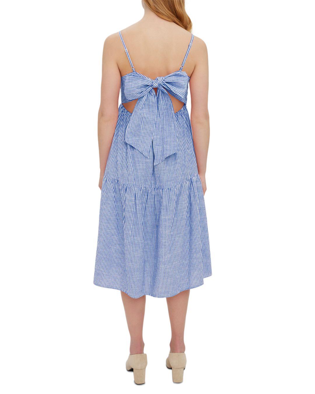 Vero Moda Cotton Jily Striped Midi Dress in Deep Ultra (Blue) | Lyst