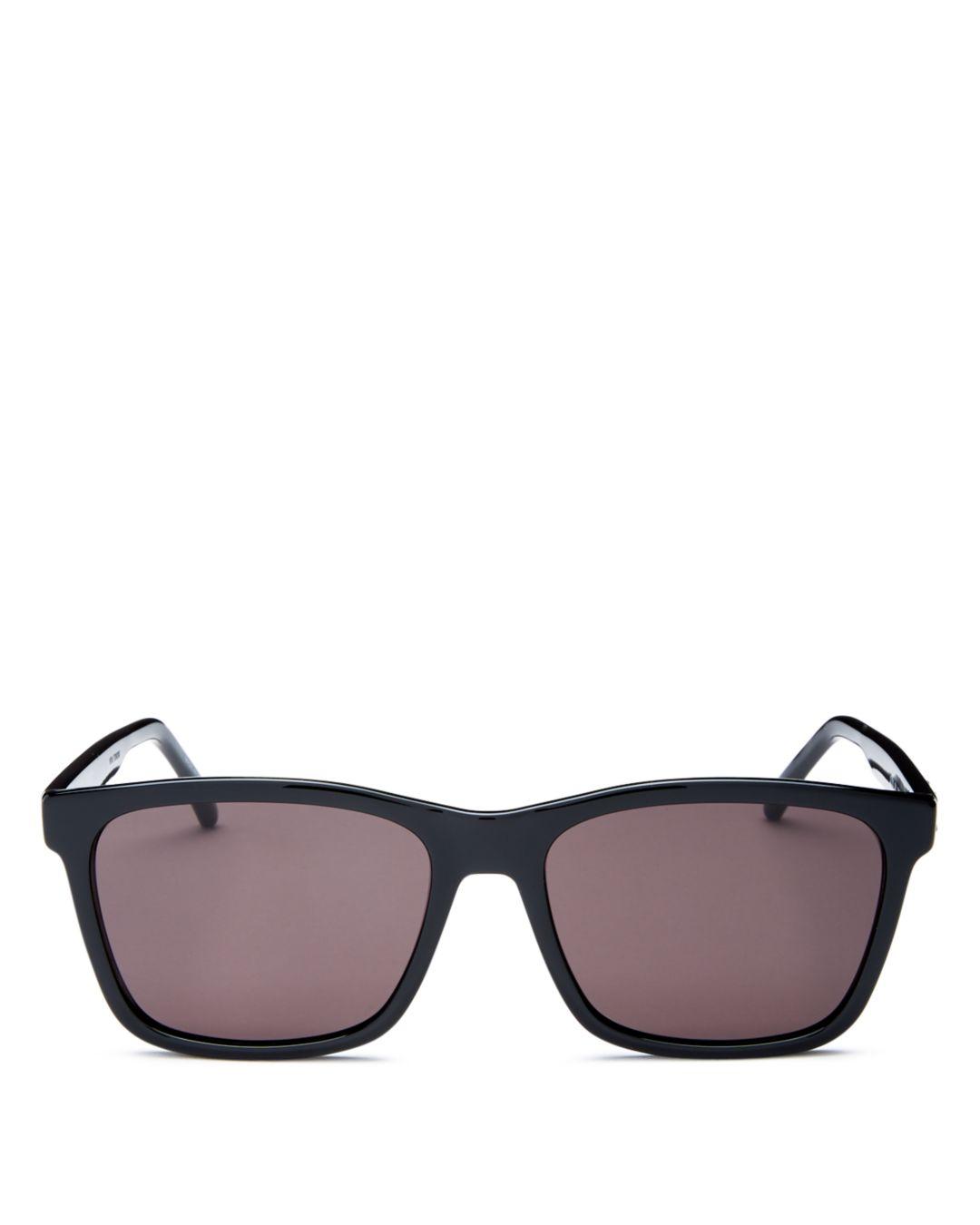 Saint Laurent Mens' Square Sunglasses in Shiny Black/Black (Black) for