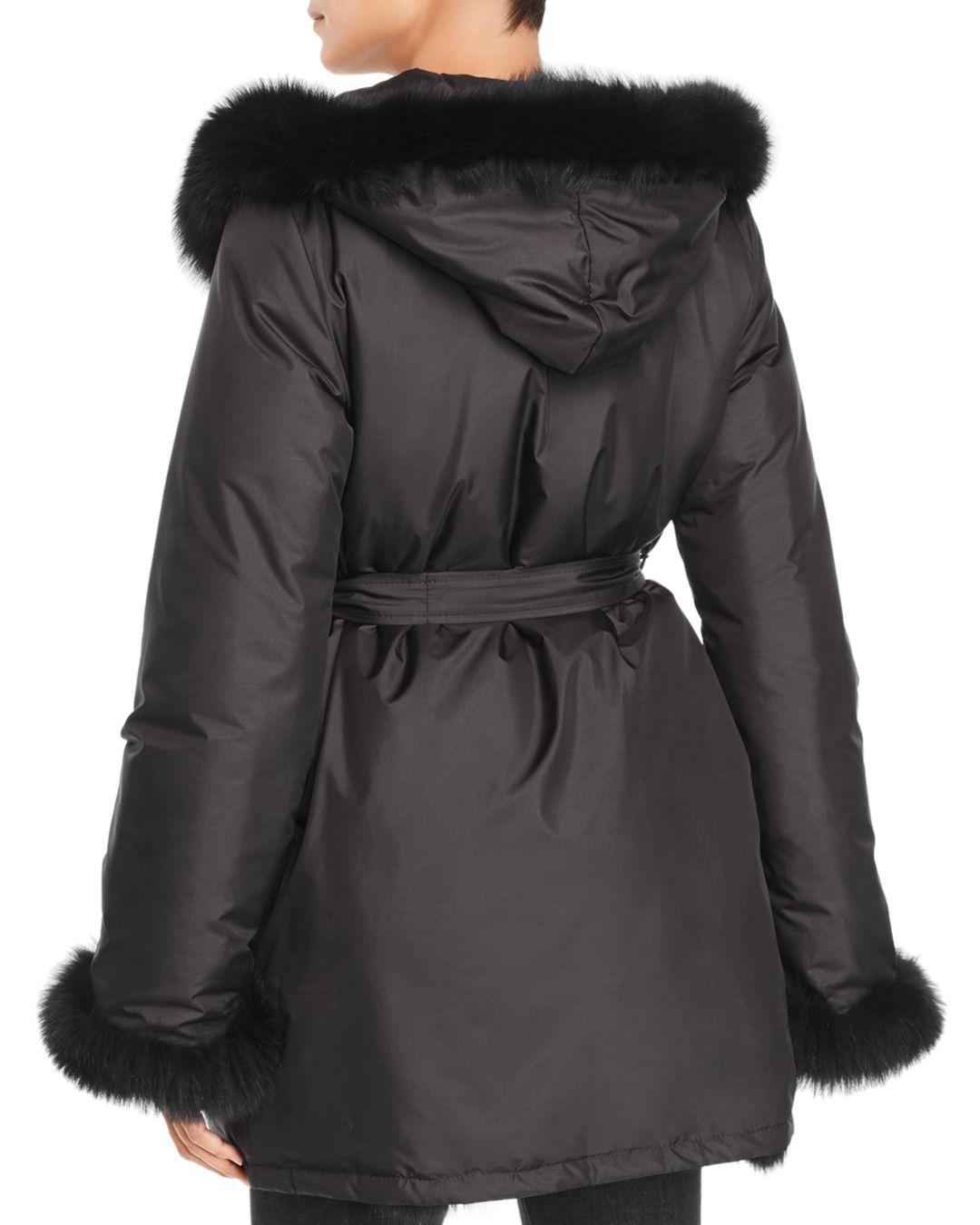 Maximilian Reversible Fox Fur Coat in Black | Lyst