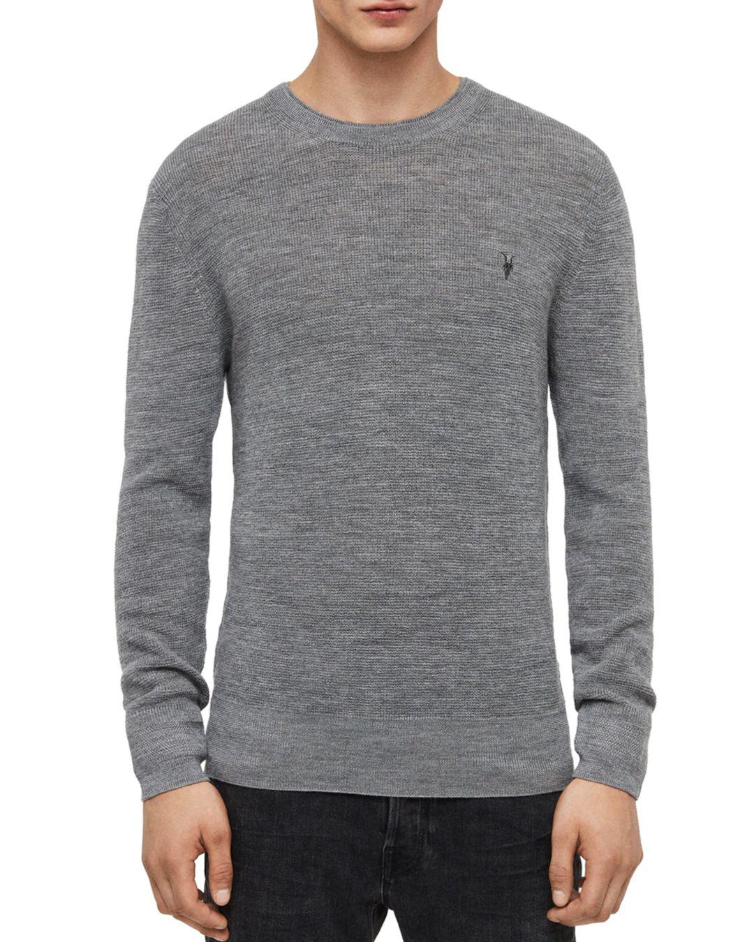 AllSaints Ivar Merino Wool Crewneck Sweater in Grey Marl (Gray) for Men ...