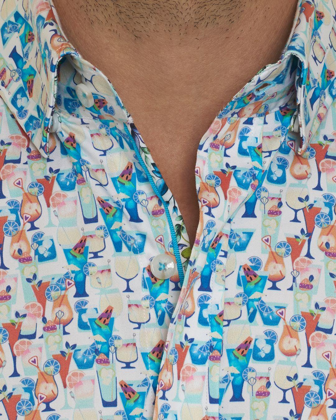 Robert Graham Classicfit Cocktail Print Shortsleeve Shirt in Blue for