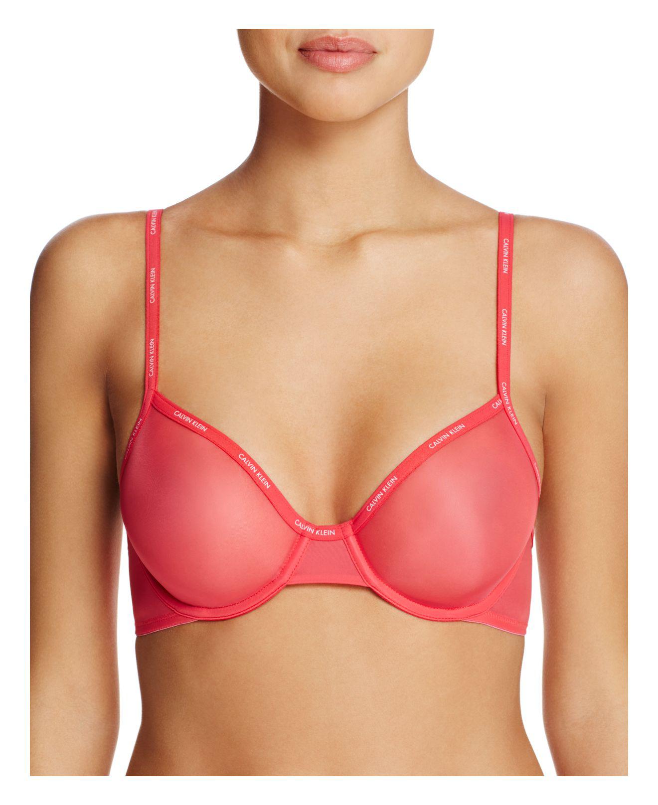 CALVIN KLEIN 205W39NYC Sheer Marquisette Unlined Underwire Bra in Red - Lyst