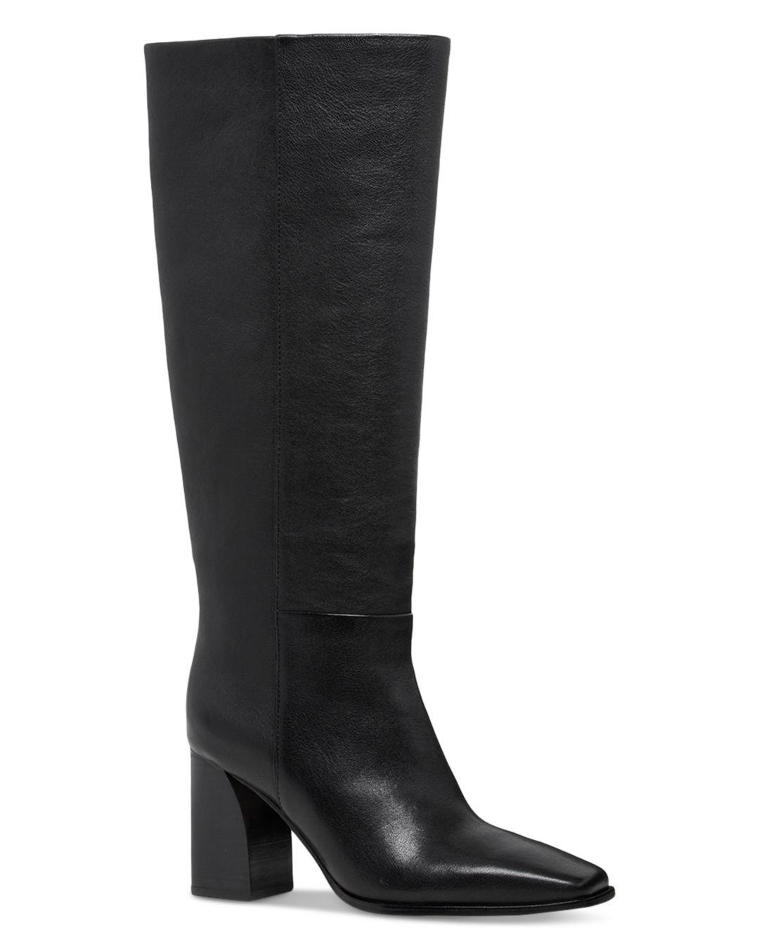 PAIGE Faye Tall Leather Boots in Black | Lyst
