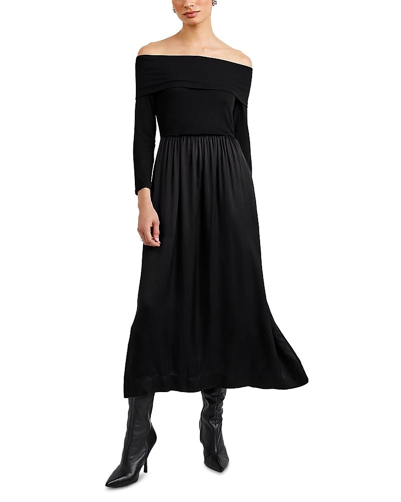 Bella Dahl Off-The-Shoulder Combo Midi Dress in Black | Lyst Bella Dahl Off-The-Shoulder Combo Midi Dress in Black | Lyst