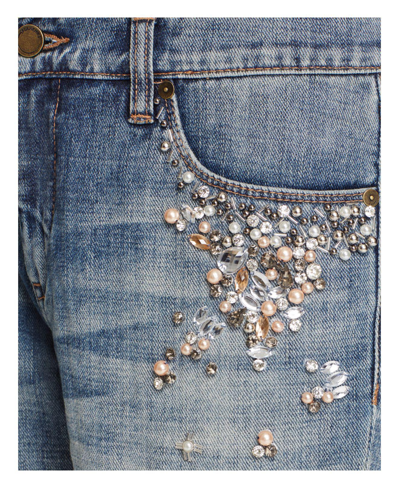 Lyst - Blank Nyc Crystal & Faux-pearl Embellished Jeans In Soul Mate in ...