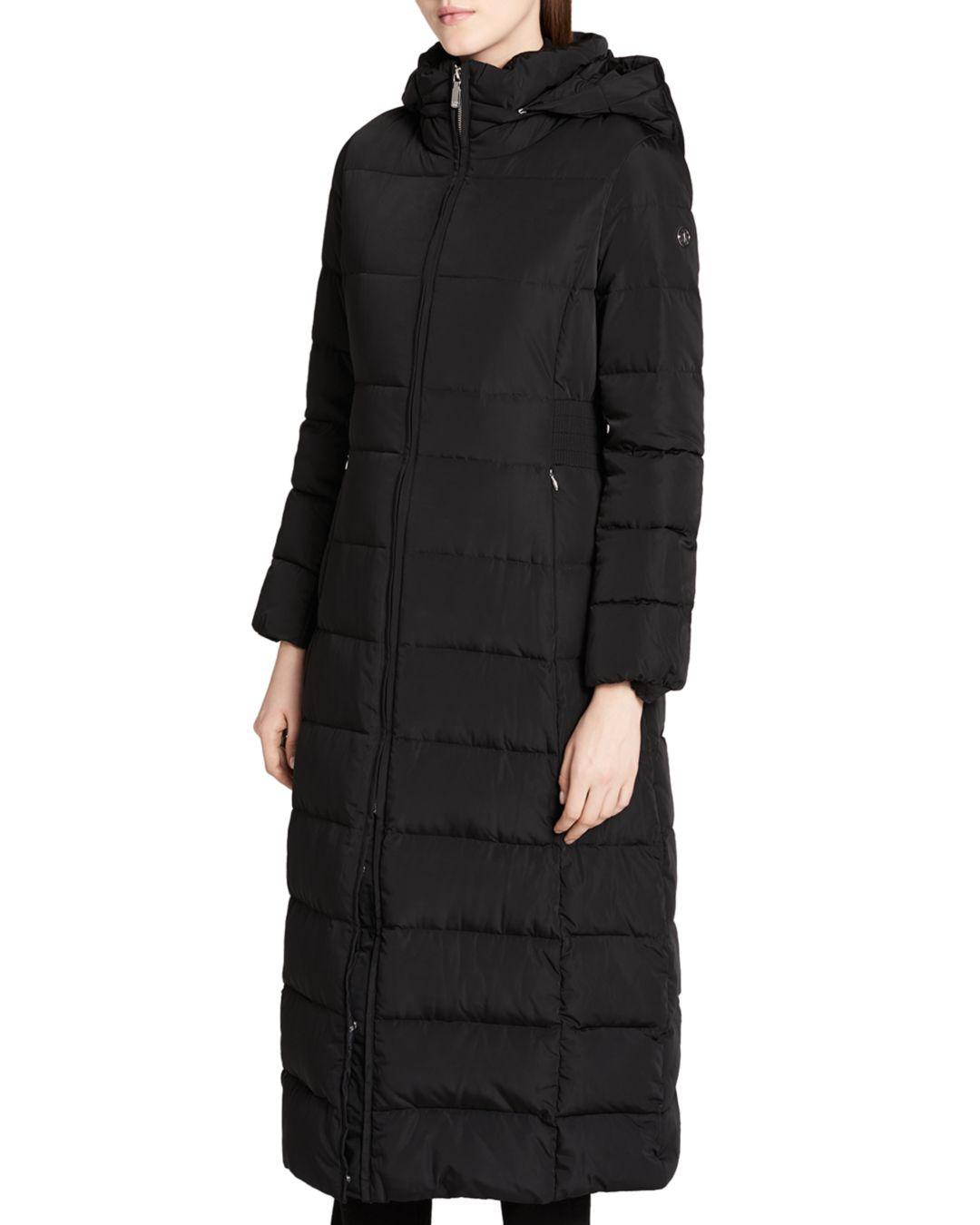 Calvin Klein Hooded Maxi Down Coat in Black - Lyst
