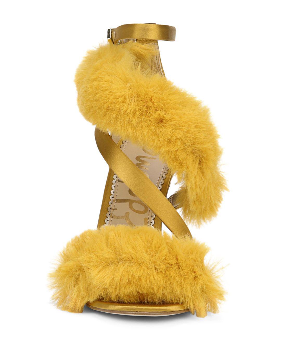 adelle faux fur heeled sandal