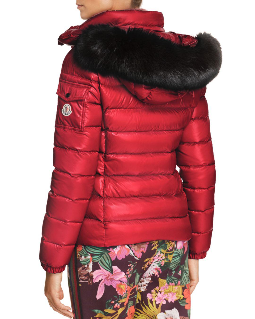 red moncler jacket fur hood