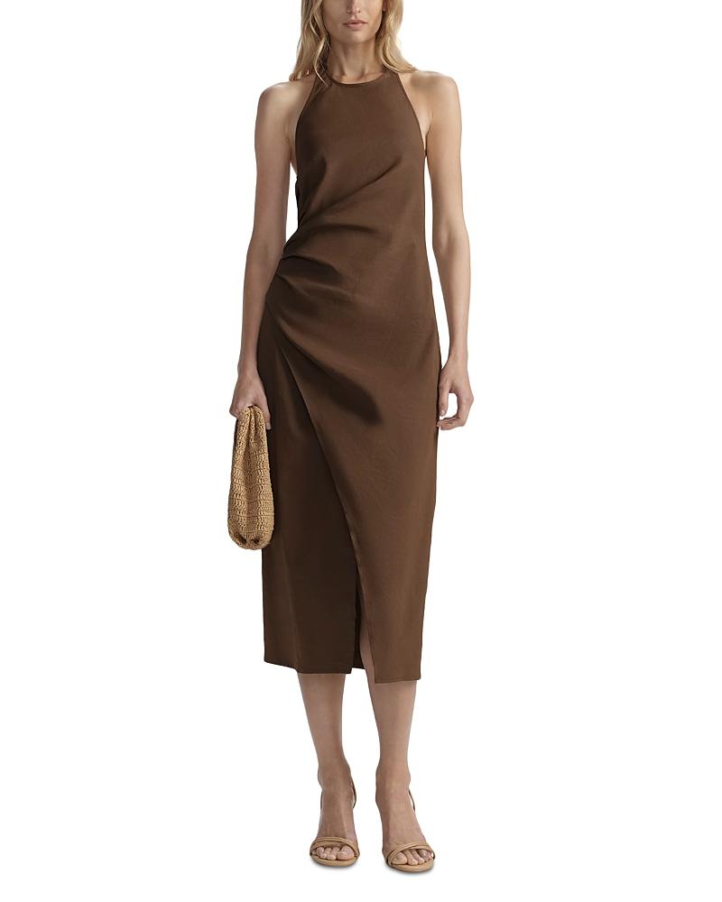 faux leather sleeveless dress Faux Leather Sleeveless Dress Honey / M