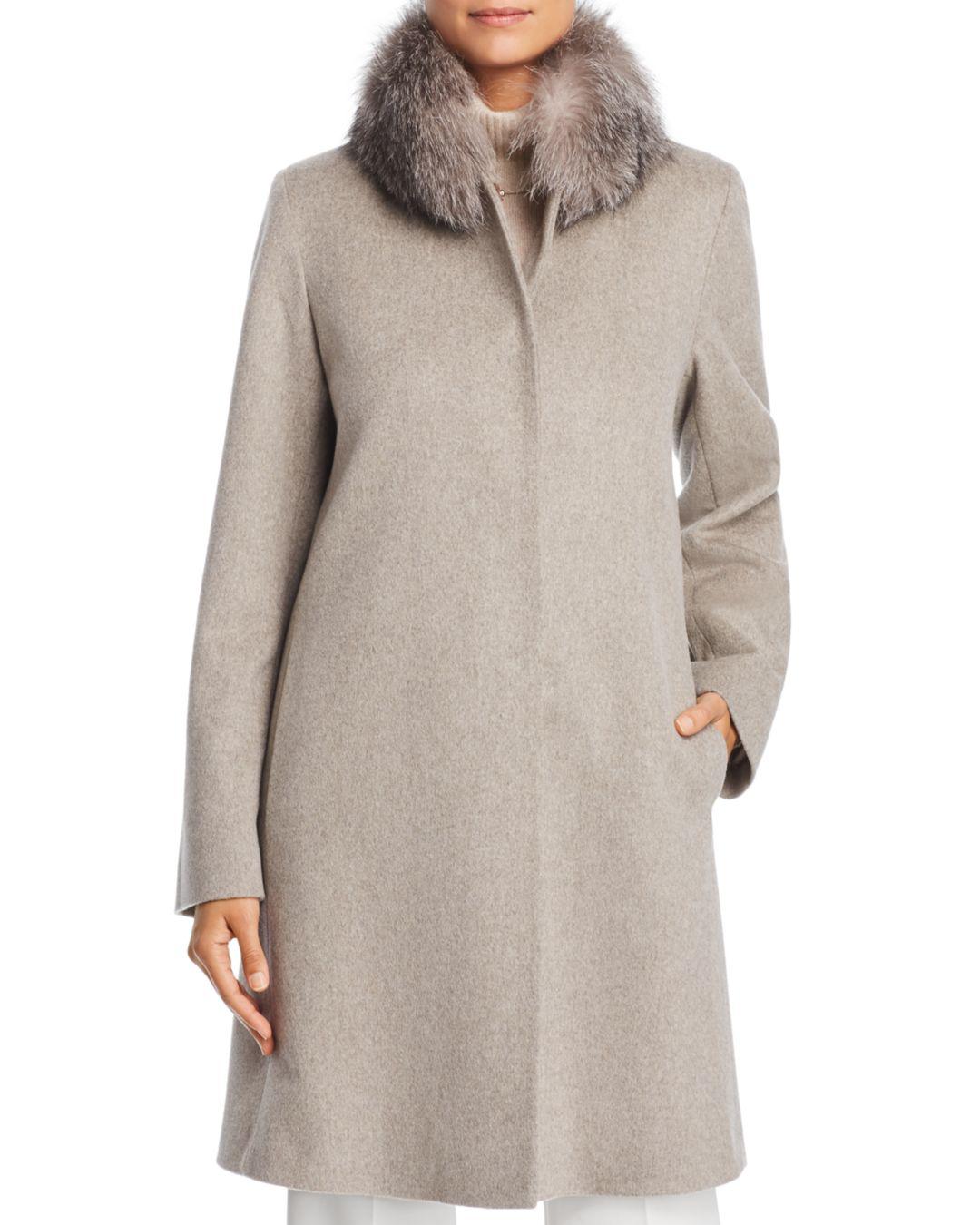 fox fur collar wool coat