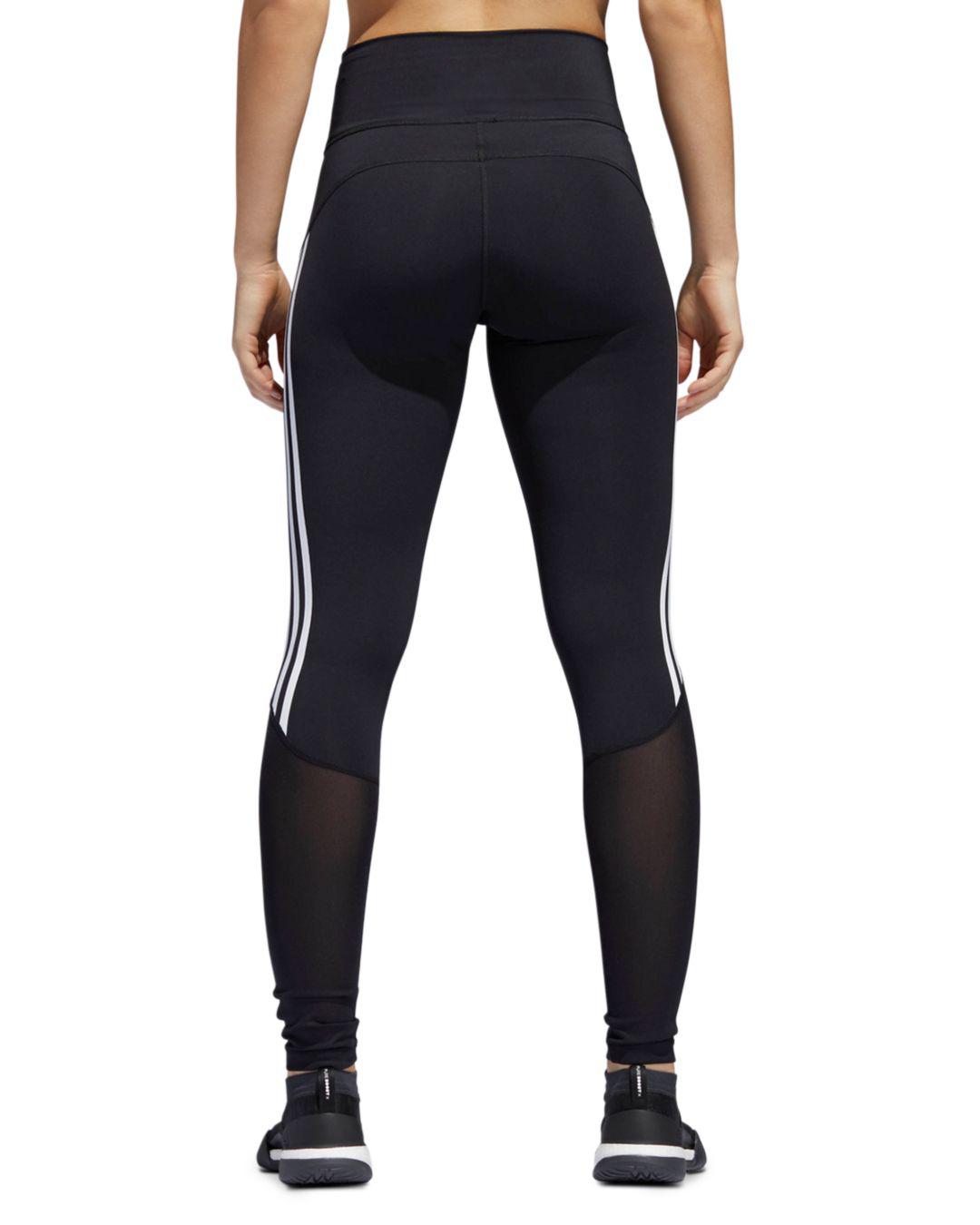 adidas Striped Mesh Leggings in Black - Lyst
