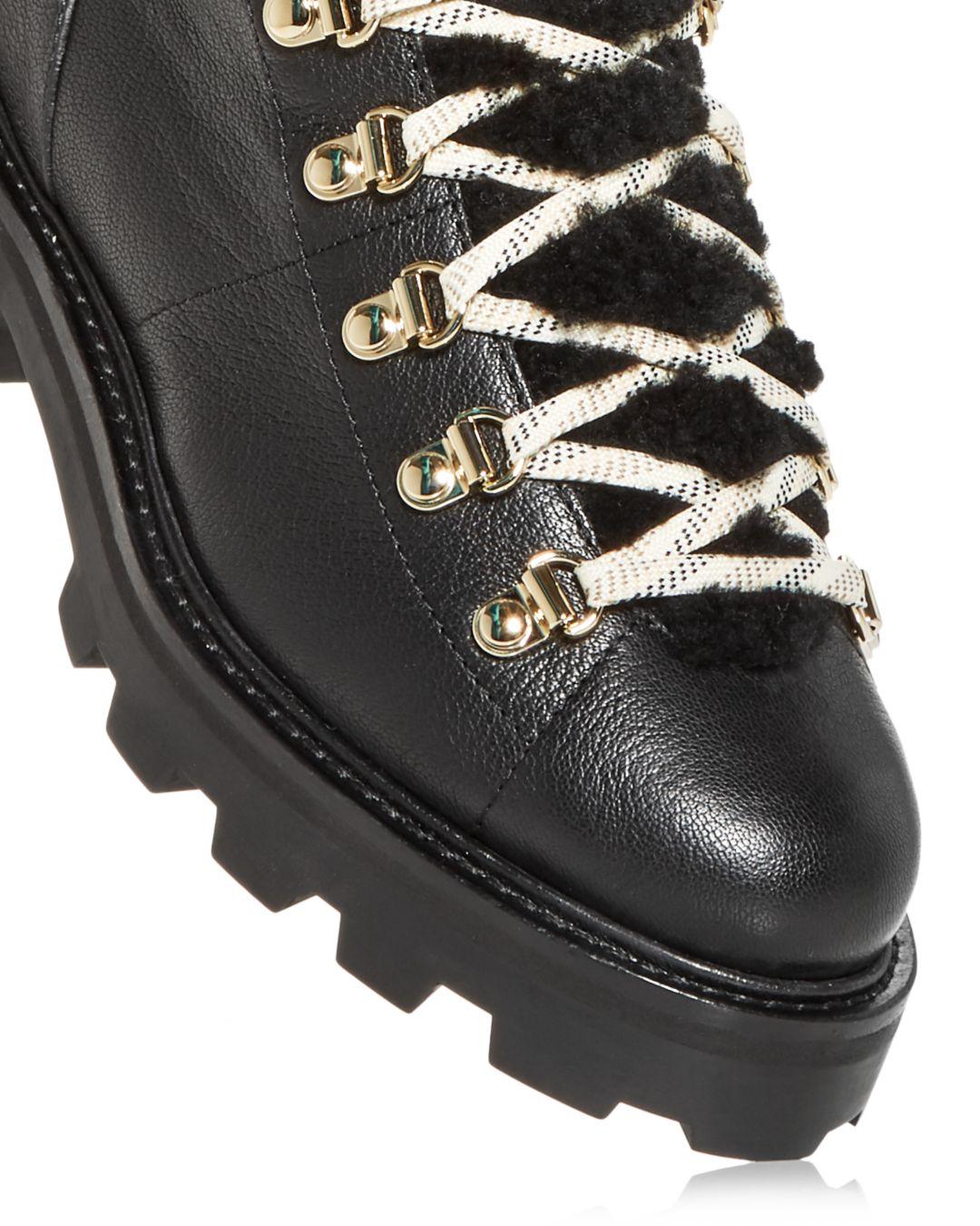 Jimmy Choo Leather Women's Eshe Shearling Hiking Boots in Black Leather (Black) - Lyst