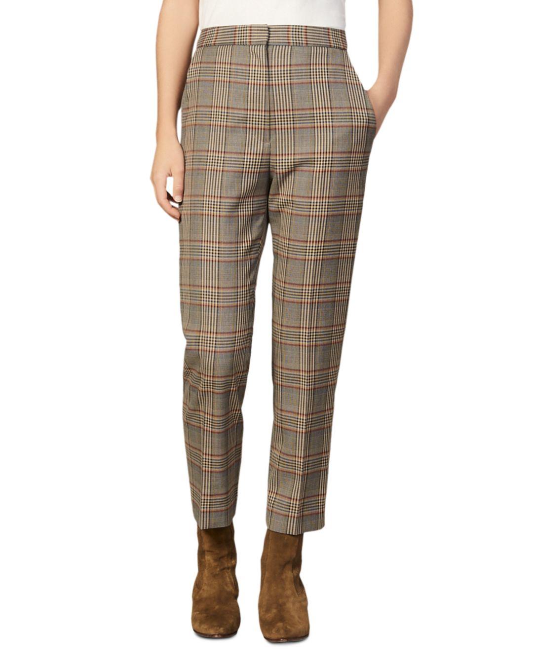 Sandro Stainy Plaid Tapered Ankle 