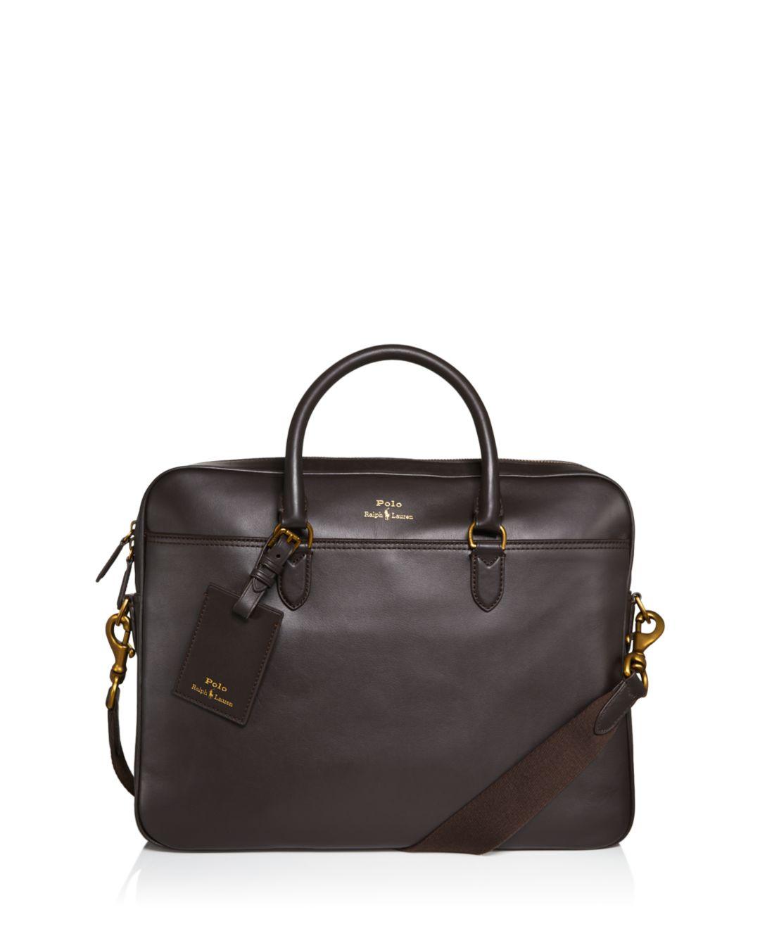 Polo Ralph Lauren Leather Briefcase Bag in Dark Brown (Black) for Men | Lyst