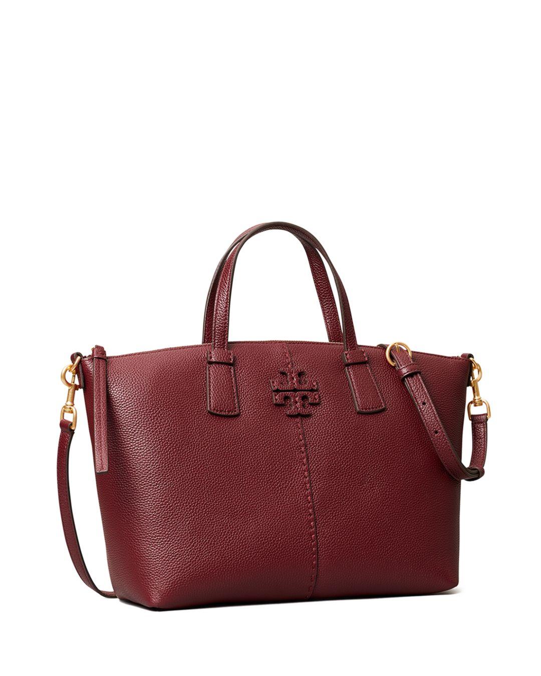 Tory Burch Mcgraw Leather Satchel in Claret/Gold (Black) | Lyst