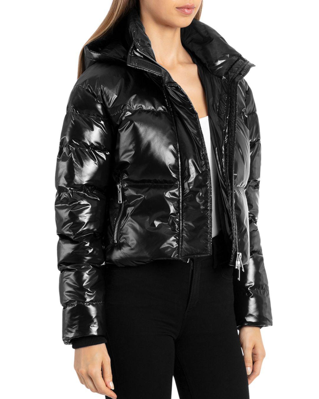 Bagatelle Cropped Hooded Puffer Jacket in Black | Lyst Canada
