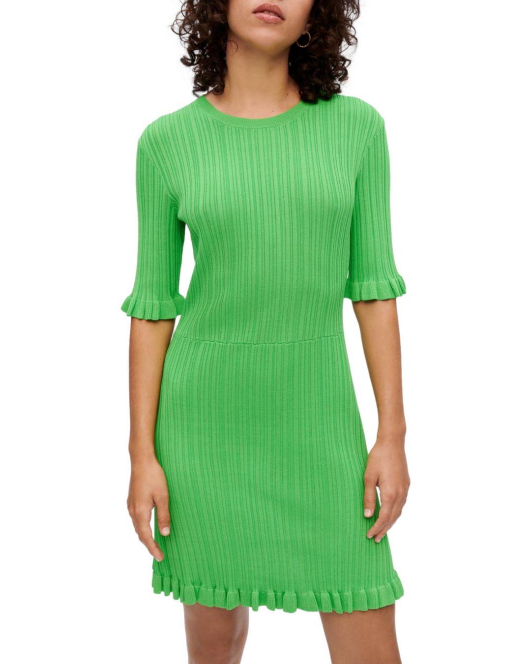 Maje Rochasse Ribbed Mini Dress in Green | Lyst
