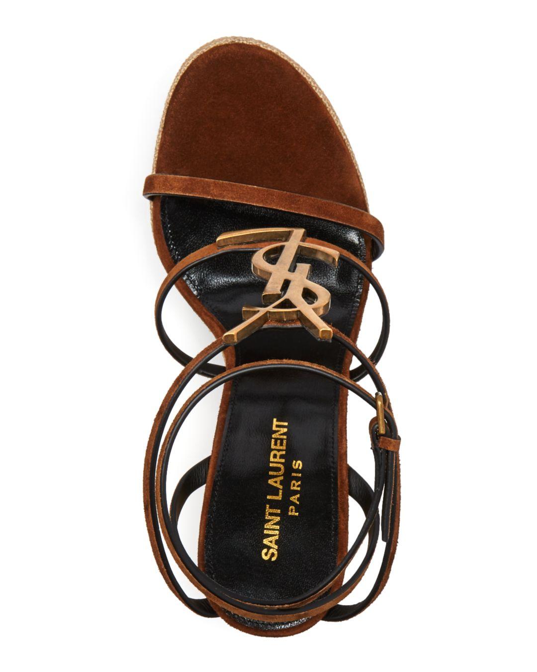 Saint Laurent Cassandra Wedge Espadrilles in Brown | Lyst