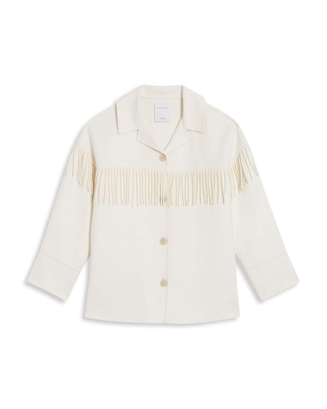 sandro fringe leather jacket