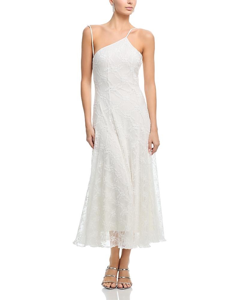 black halo athena midi dress in White fashionable elegant high necked lily night occasions. Length/Linen:With train
