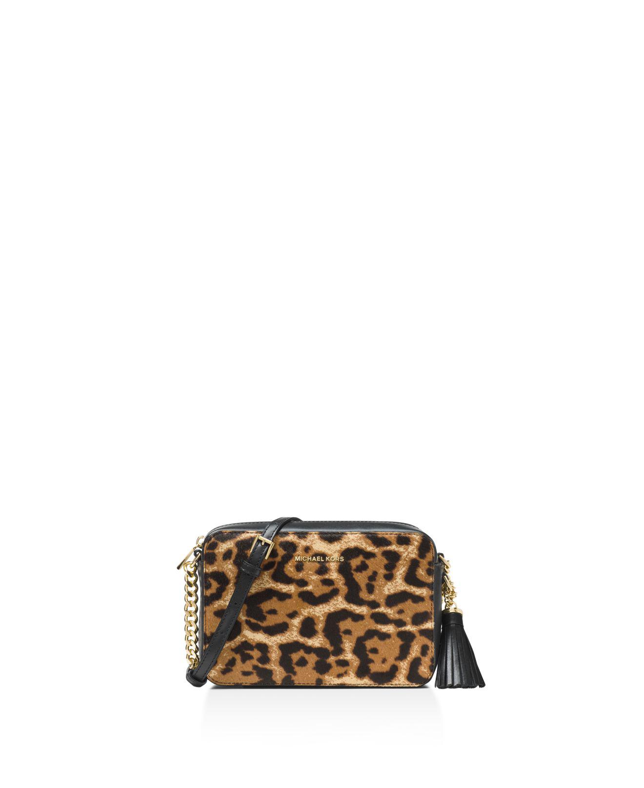Lyst - Michael Michael Kors Ginny Leopard Print Medium Calf Hair Camera Bag