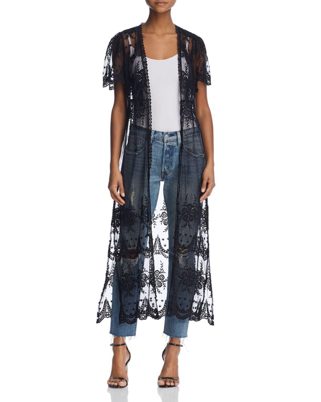 embroidered duster cardigan