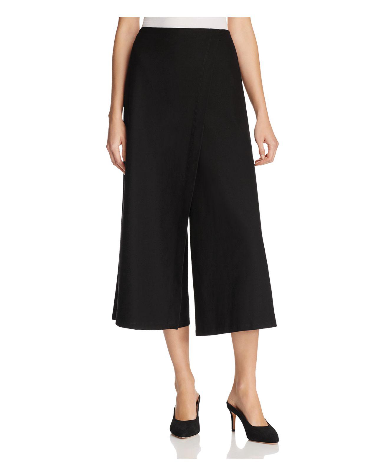 Lyst - Eileen Fisher Wrap Overlay Cropped Pants in Black