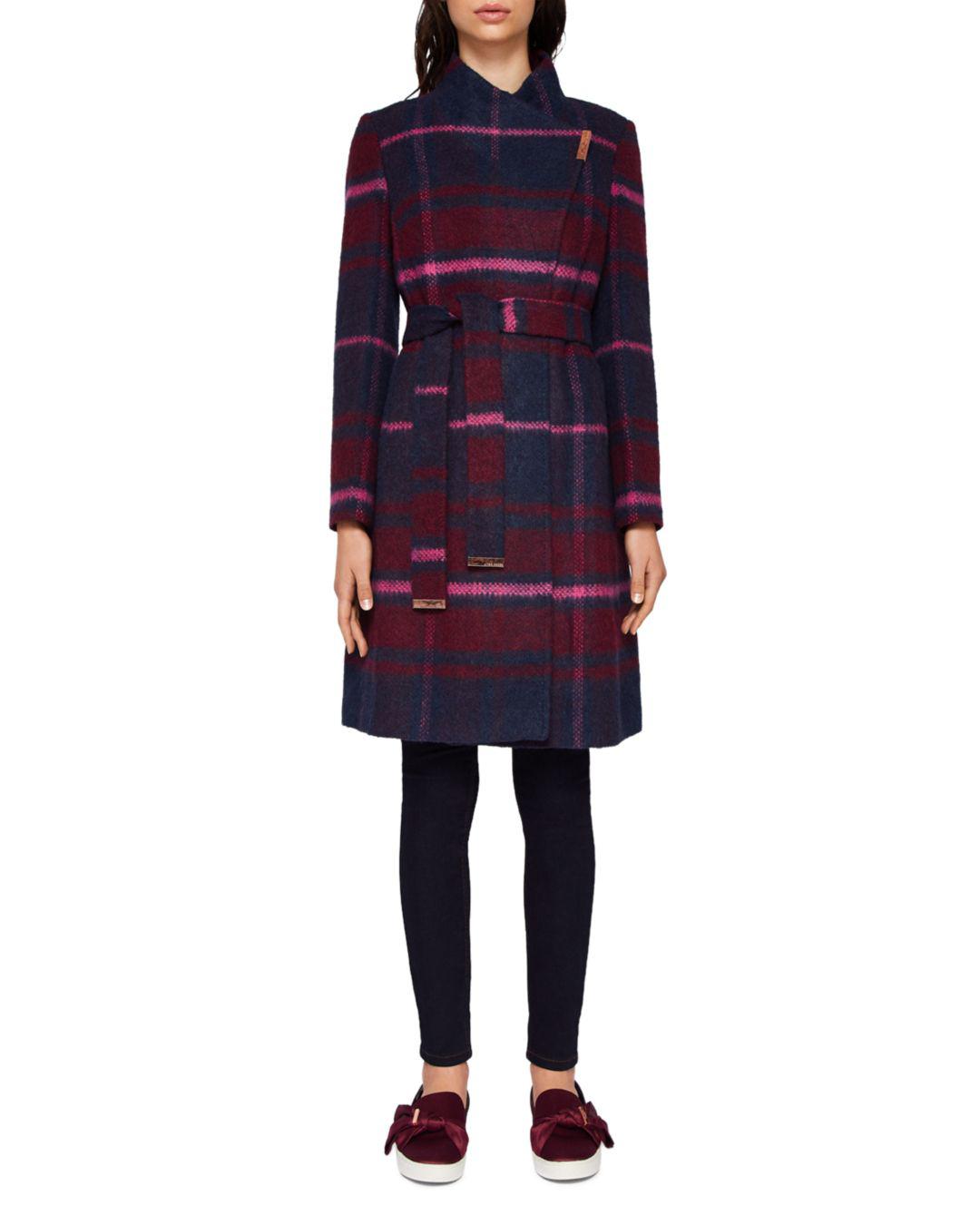ted baker check wrap coat