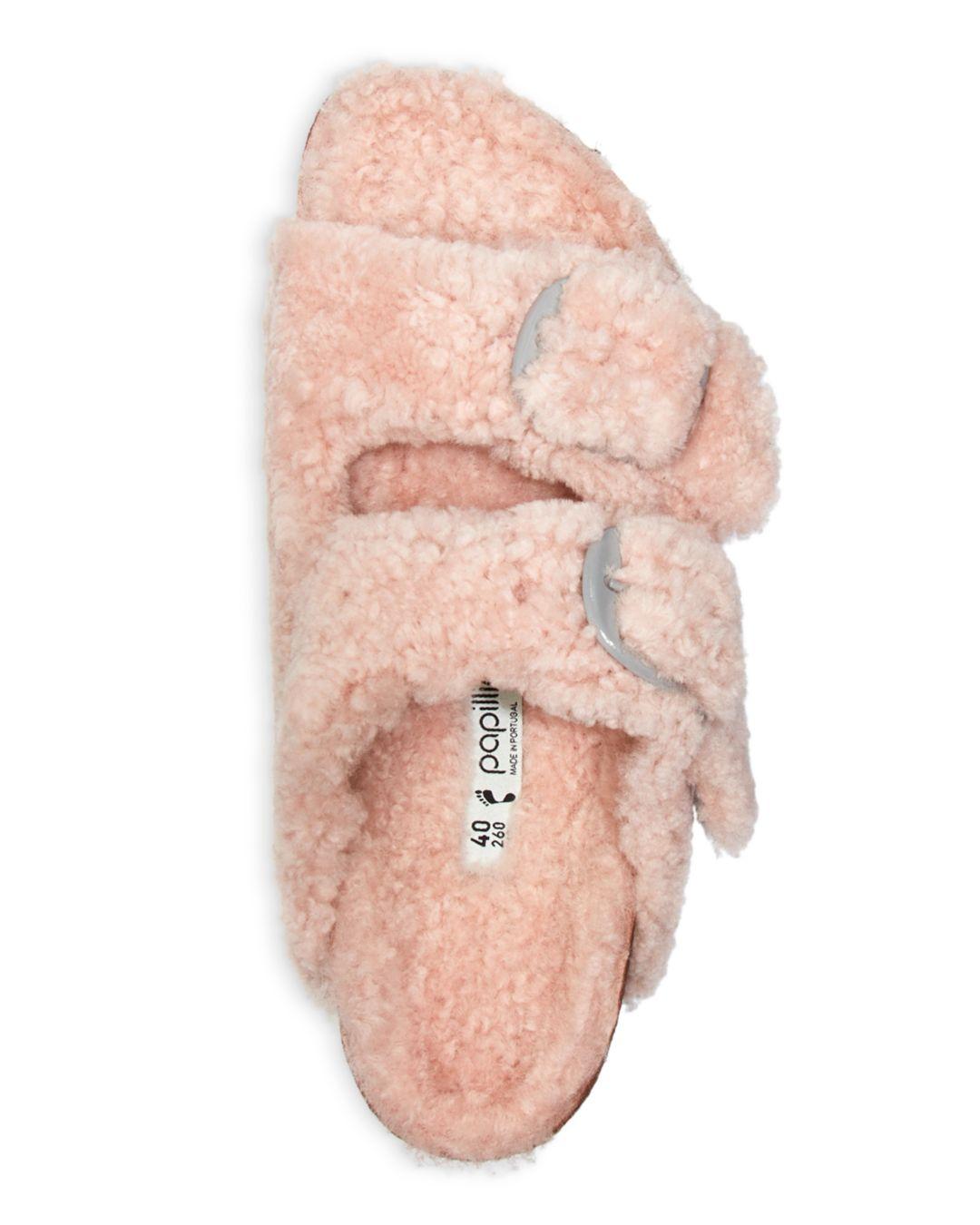 Birkenstock Fur Women's Papillo Arizona Shearling Slide Sandals in Pink