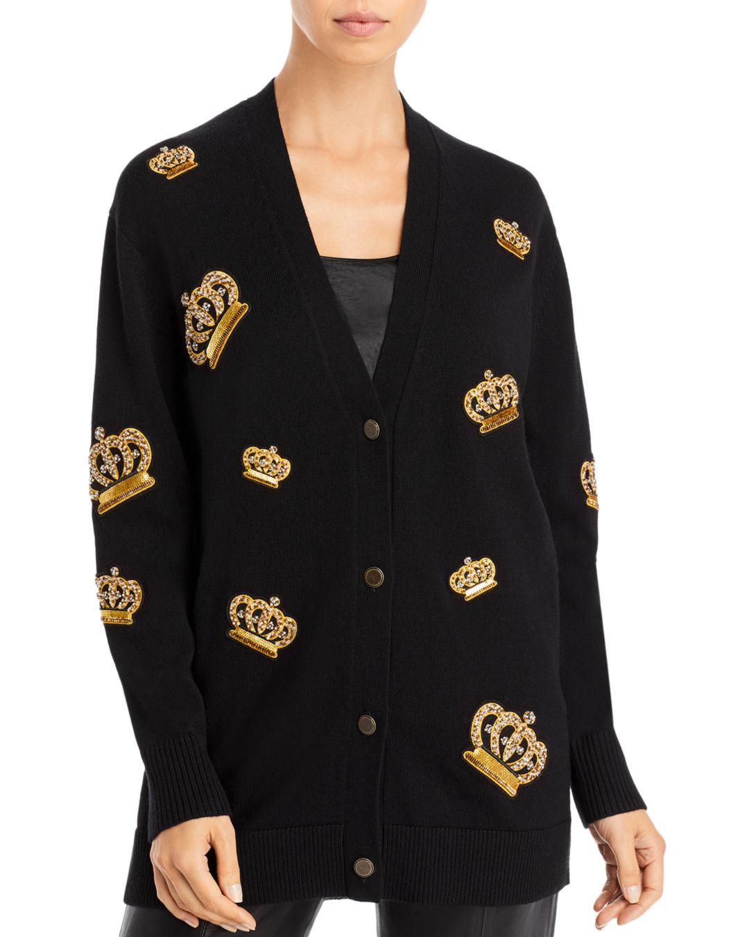 Alice + Olivia Bradford Crown Cardigan Sweater in Black | Lyst
