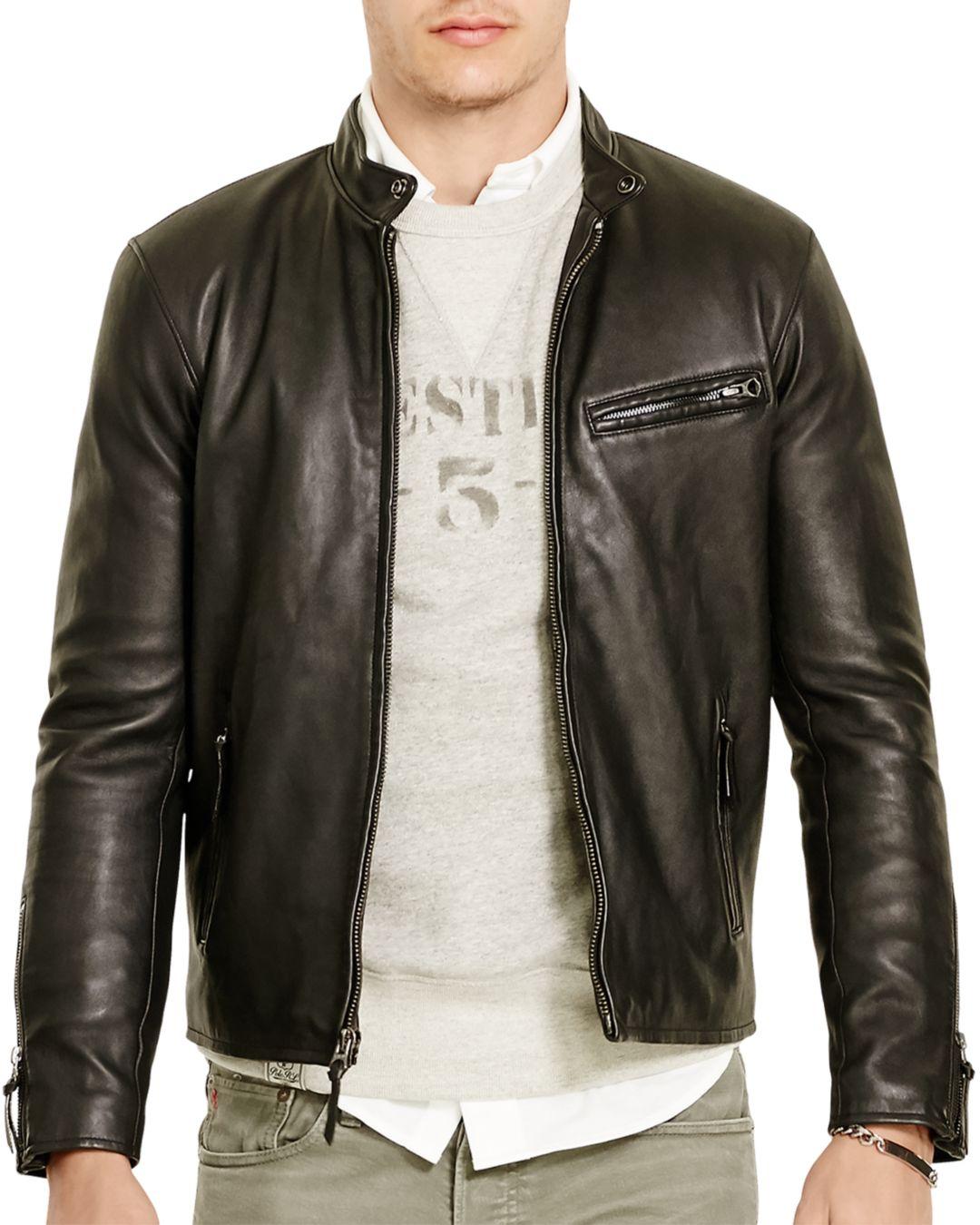 Polo Ralph Lauren Lambskin Leather Café Racer Jacket in Black for Men ...