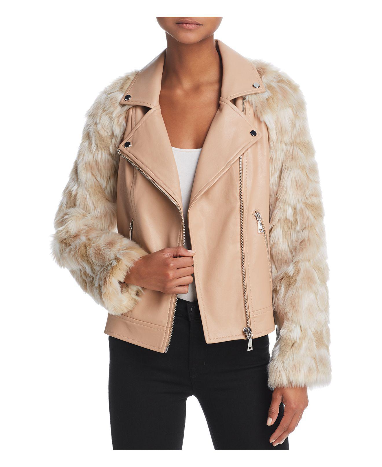 guess leather jacket with fur