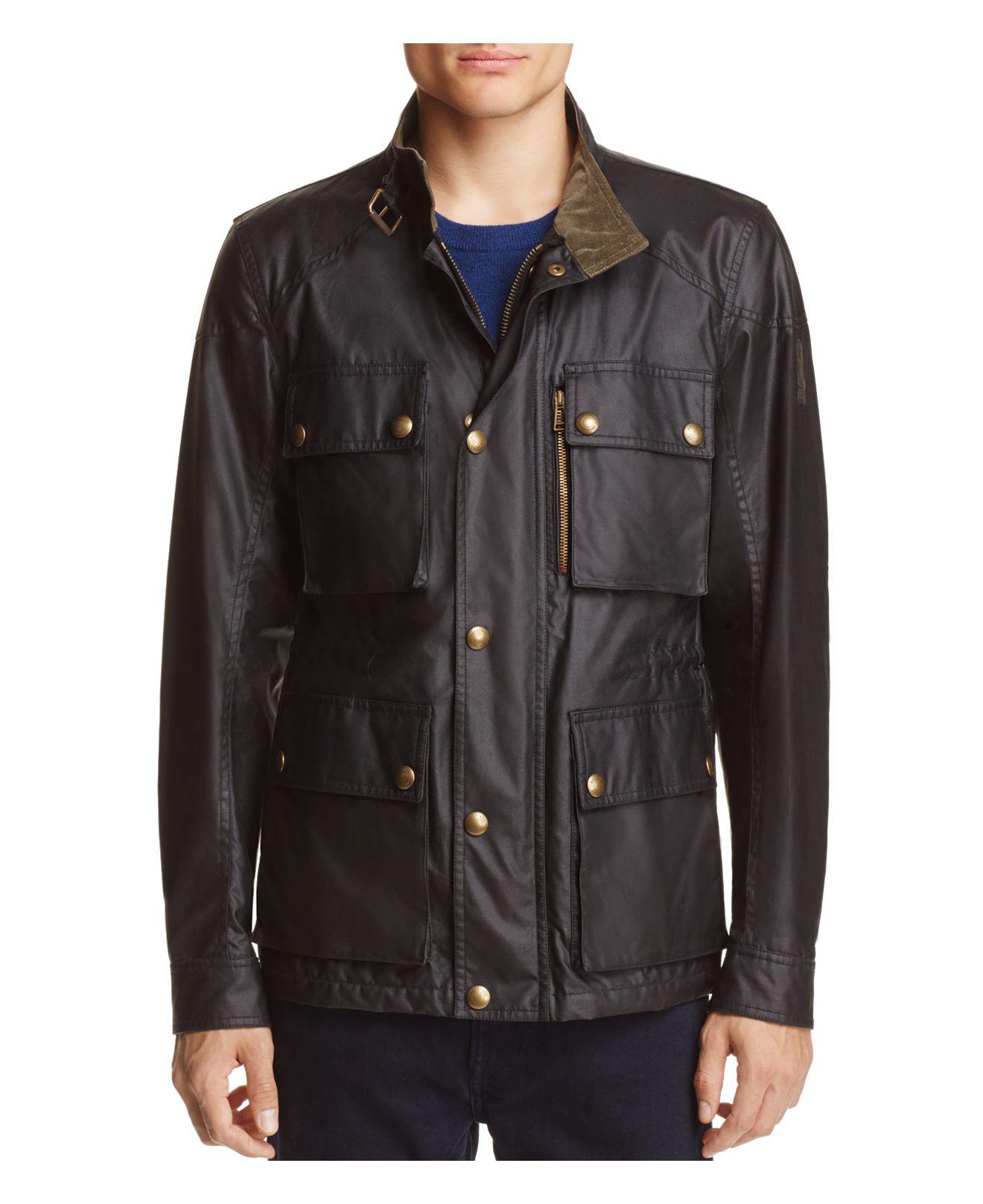 Belstaff Trialmaster Waxed Cotton Field Jacket in Black for Men Lyst
