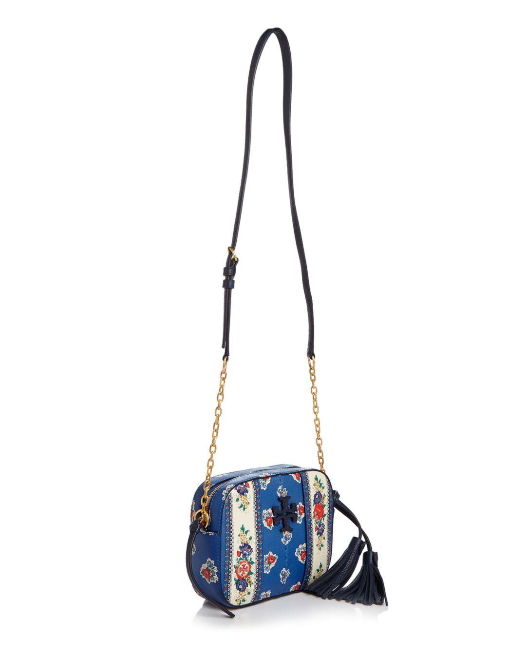 tory burch mcgraw floral camera bolsa