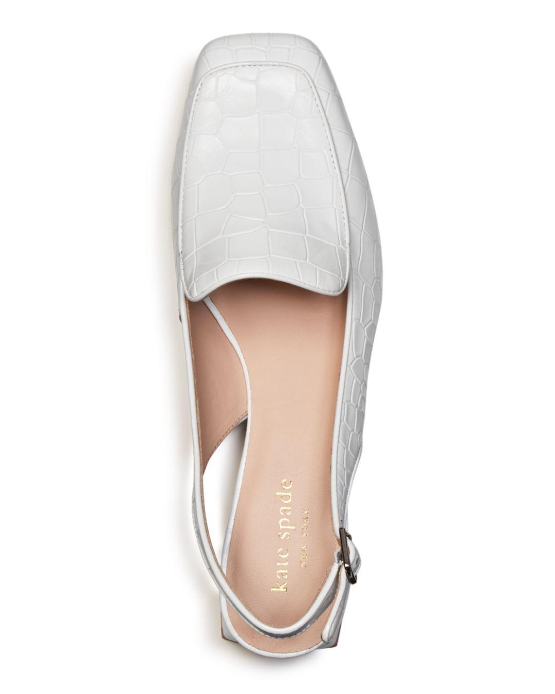Kate Spade Women's Sahiba Block Heel Slingback Loafers in White | Lyst