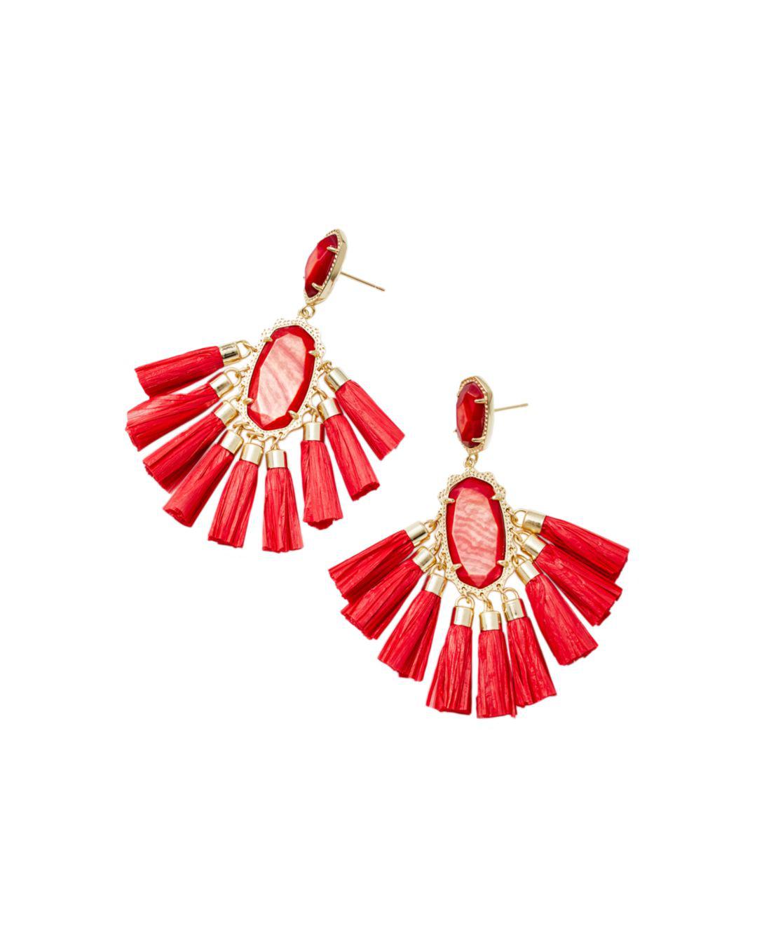 Kendra Scott Kristen Tassel Drop Earrings in Red Mother of Pearl (Red