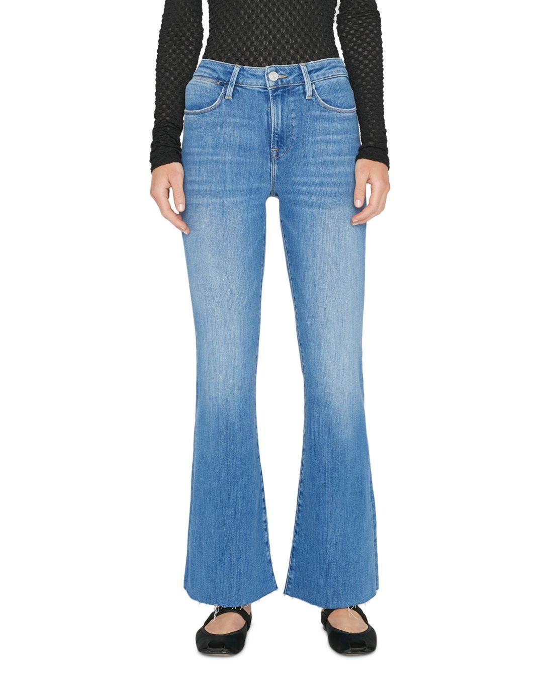 FRAME Le Easy High Rise Flare Jeans In Drizzle in Blue | Lyst