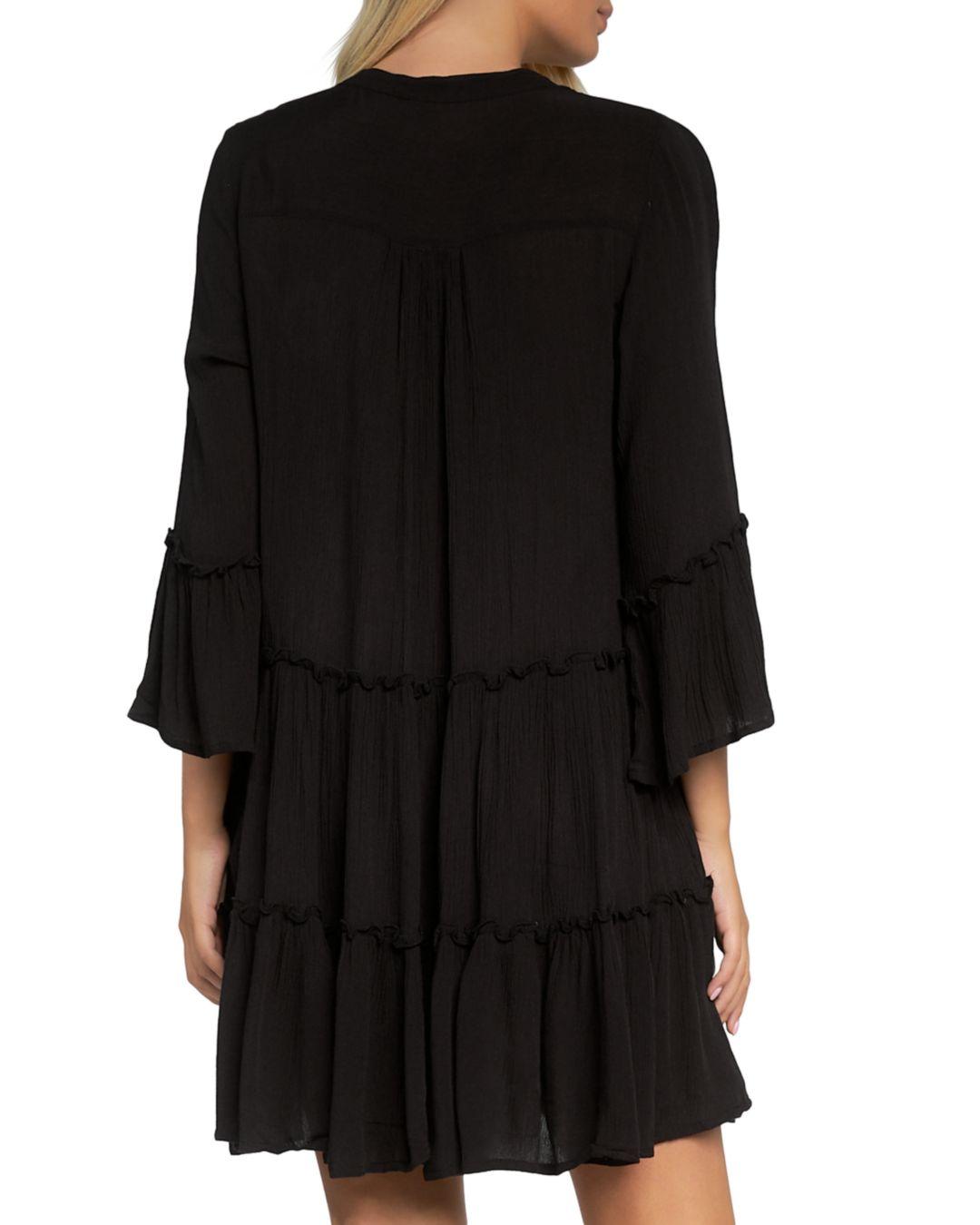 Elan Ruffle Trim Swing Dress in Black | Lyst