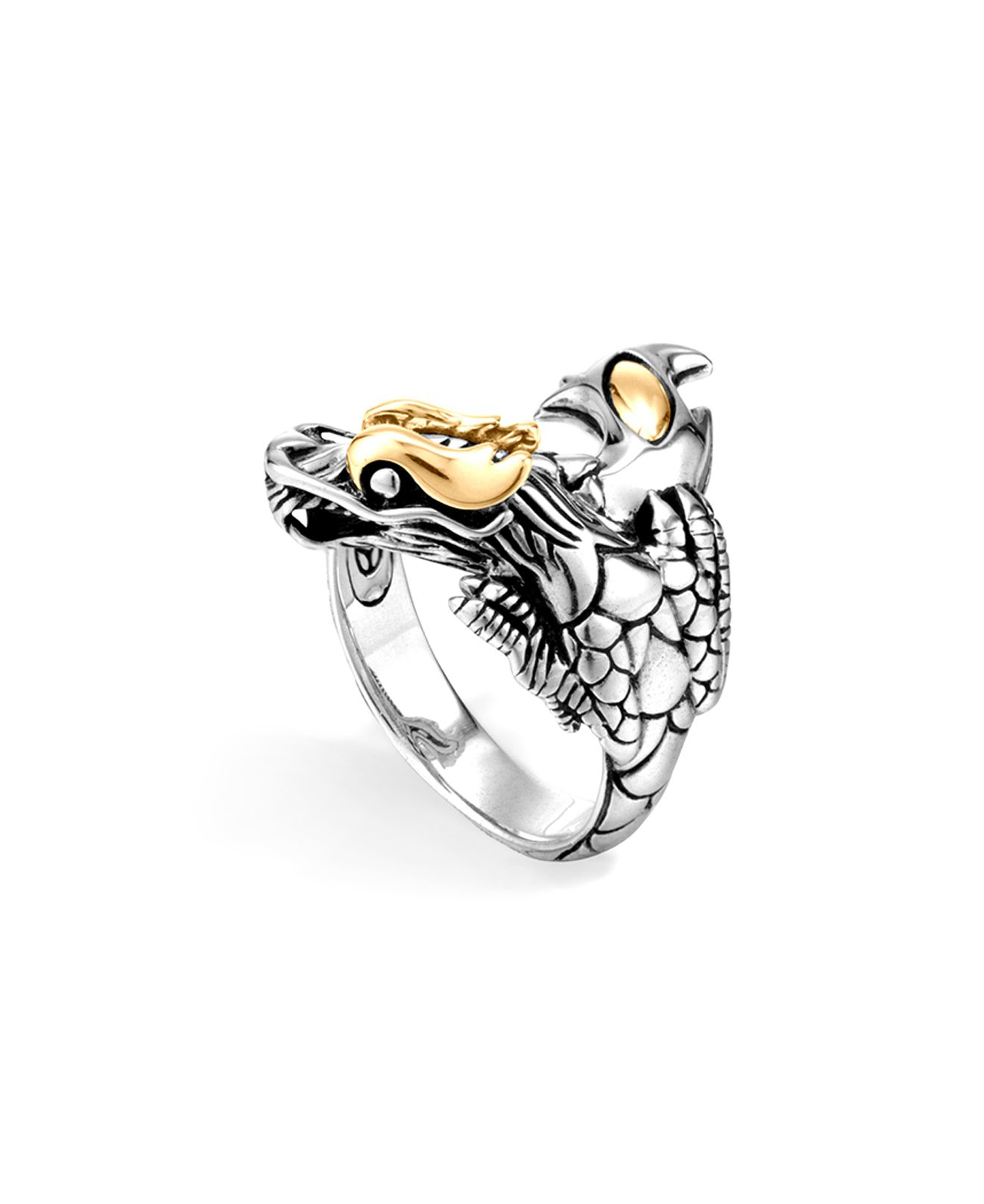 John hardy Sterling Silver & 18k Gold Naga Dragon Ring in Metallic | Lyst