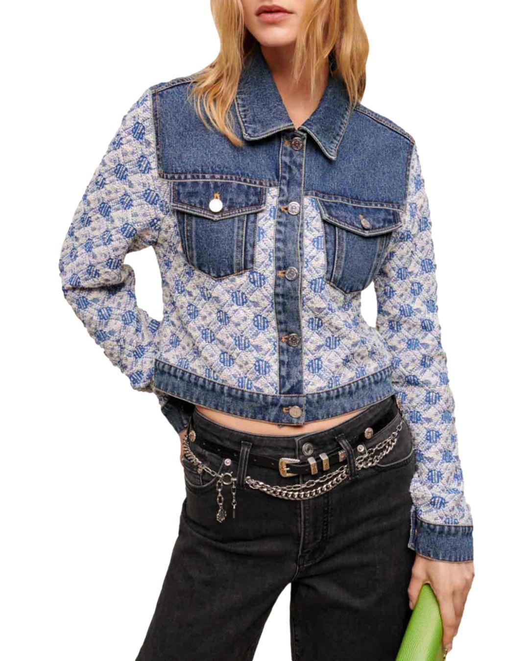 Maje Bluejack Knit And Denim Jacket Lyst Maje Bluejack Knit And Denim Jacket Lyst