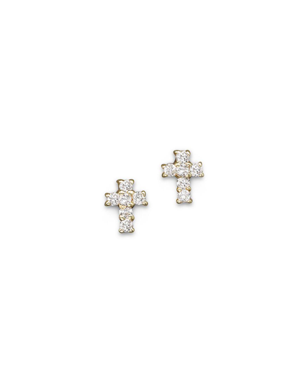 diamond cross stud earrings
