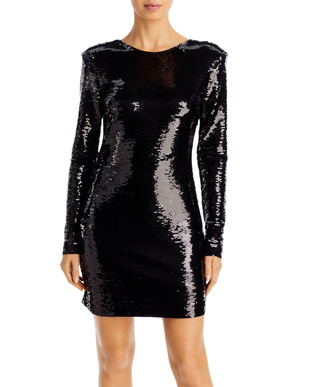 FRAME Sequin Mini Dress in Black | Lyst