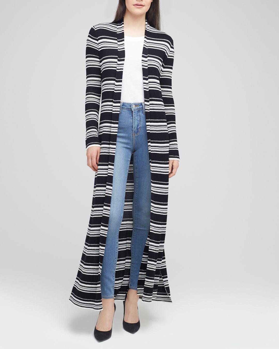 striped duster cardigan