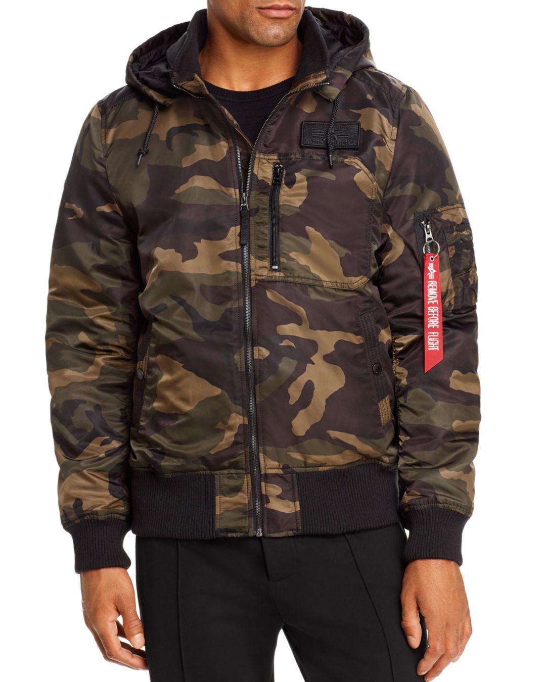 Alpha Industries Synthetic Ma - 1 Hooded Bomber Jacket in Dark Woodland ...