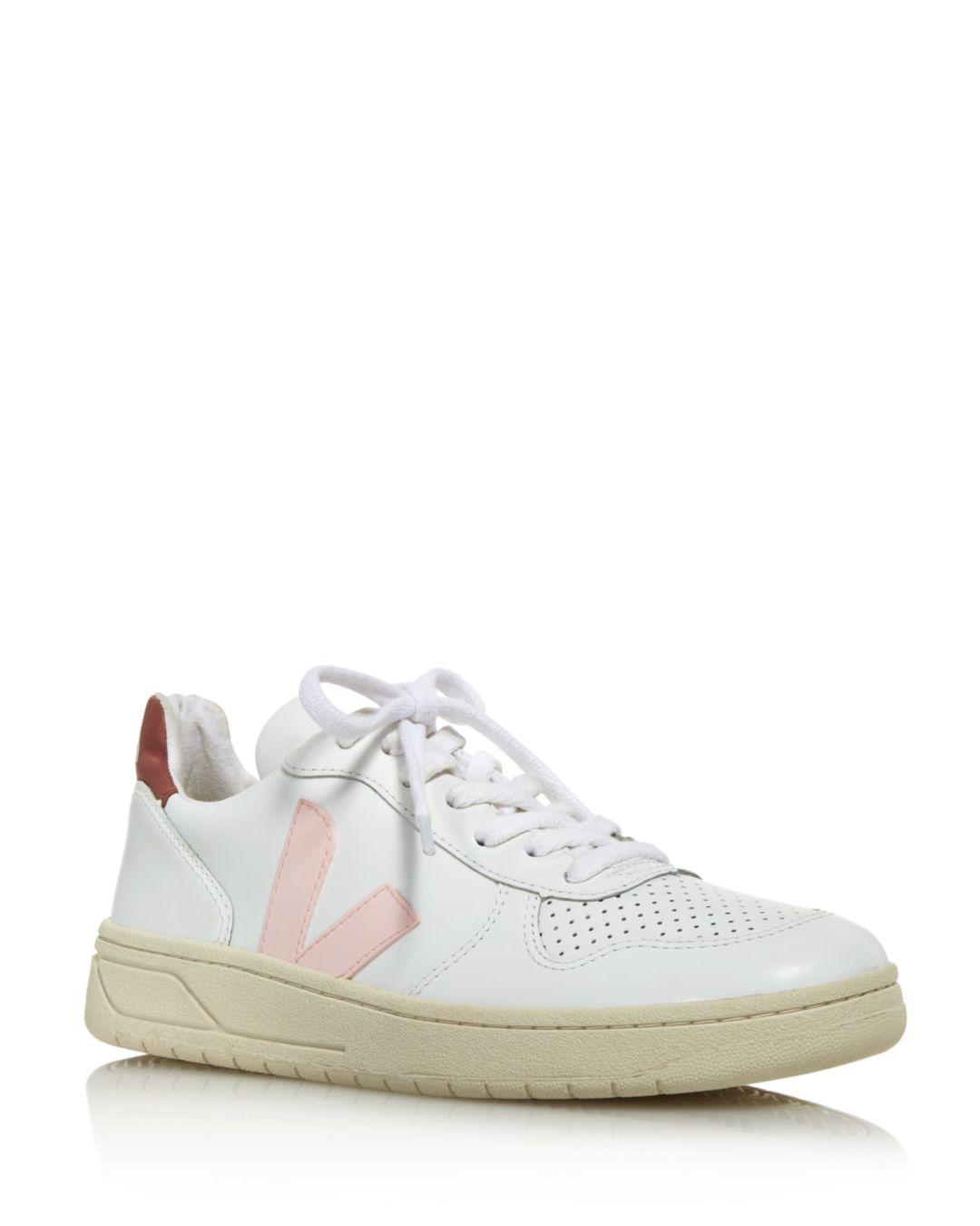Veja Women's V 10 Leather Low Top Sneakers in White Lyst