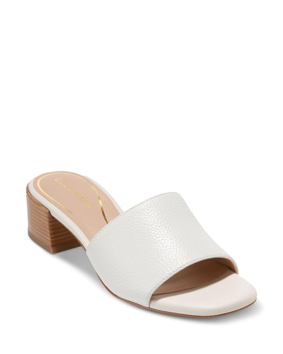 Cole Haan Calli Slip On Mid Heel Slide Sandals in White | Lyst