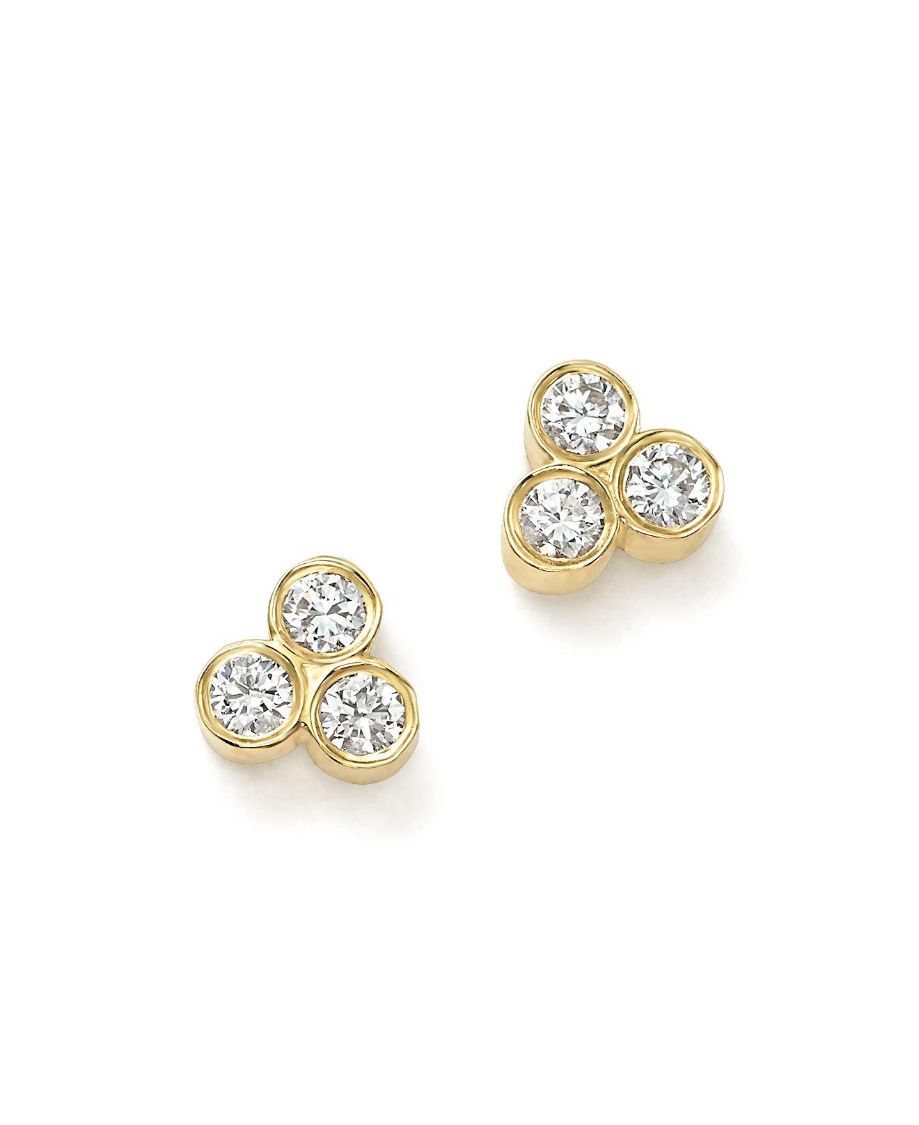 Zoe chicco 14k Yellow Gold Diamond Trio Stud Earrings in Metallic Lyst