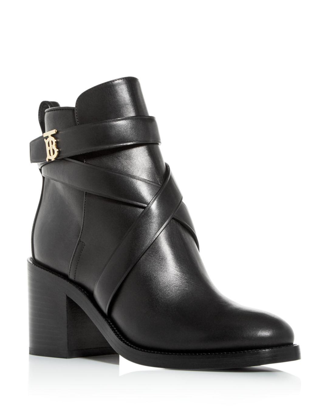 monogram motif leather ankle boots