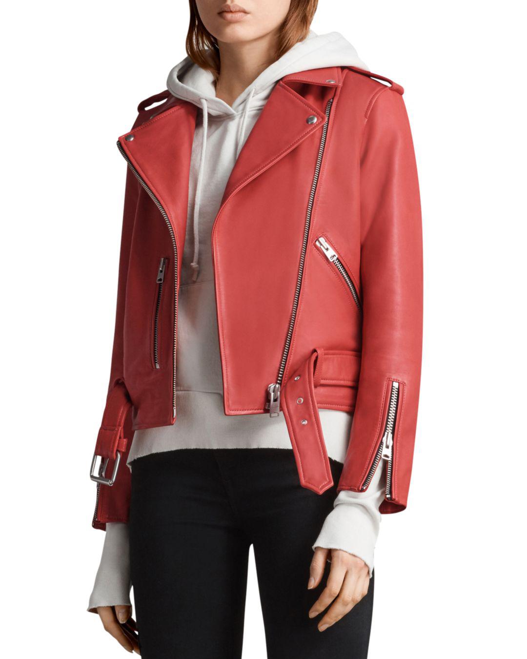 all saints red leather jacket